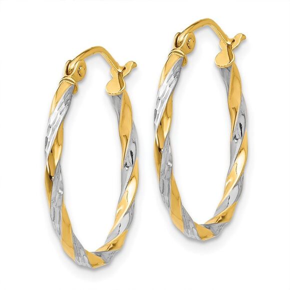 Kazi Luxury 14k Yellow Gold & Rhodium Hollow Twisted Hoop Earrings